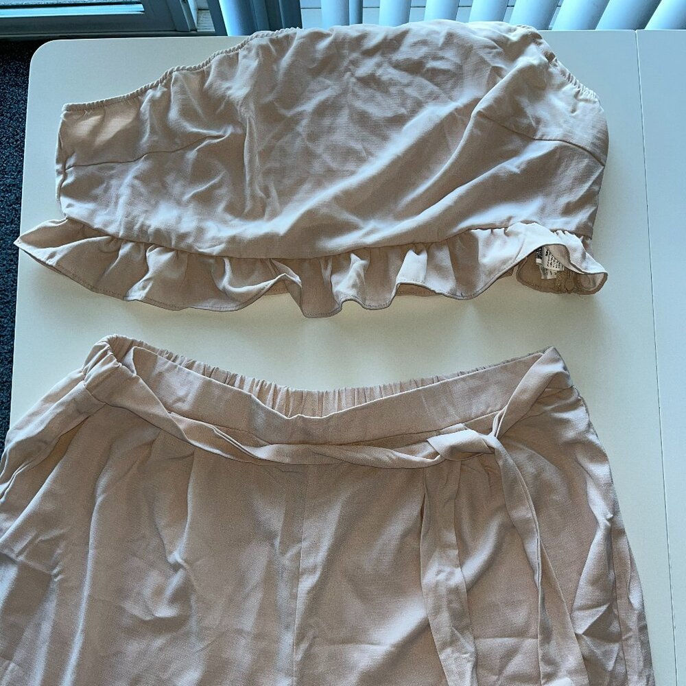 Tan Polyester pant and top set